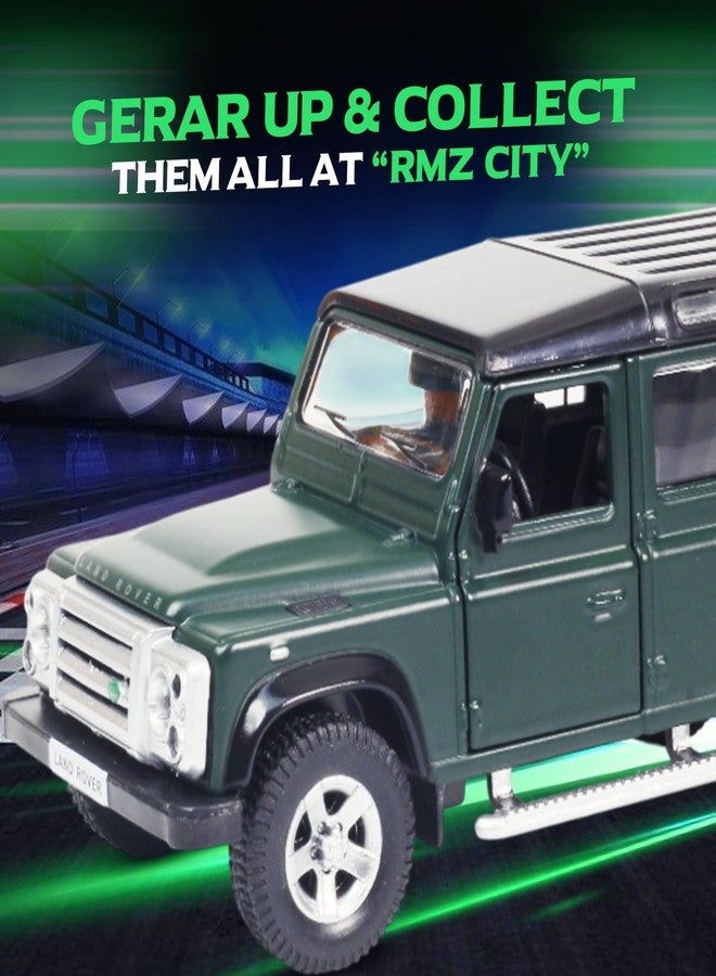 Rmz City 5 Inch Die Cast Land Rover Defender Toy Car 1:35 Scale Model | Licensed Collectible Vehicle with Opening Doors & Pullback Action | International Series for Kids & Car Lovers | Matt Green - Image 5